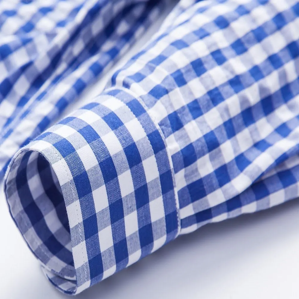 CATERTO Men Plaid Cotton Casual Slim Fit Long Sleeve Button Down Dress Shirts