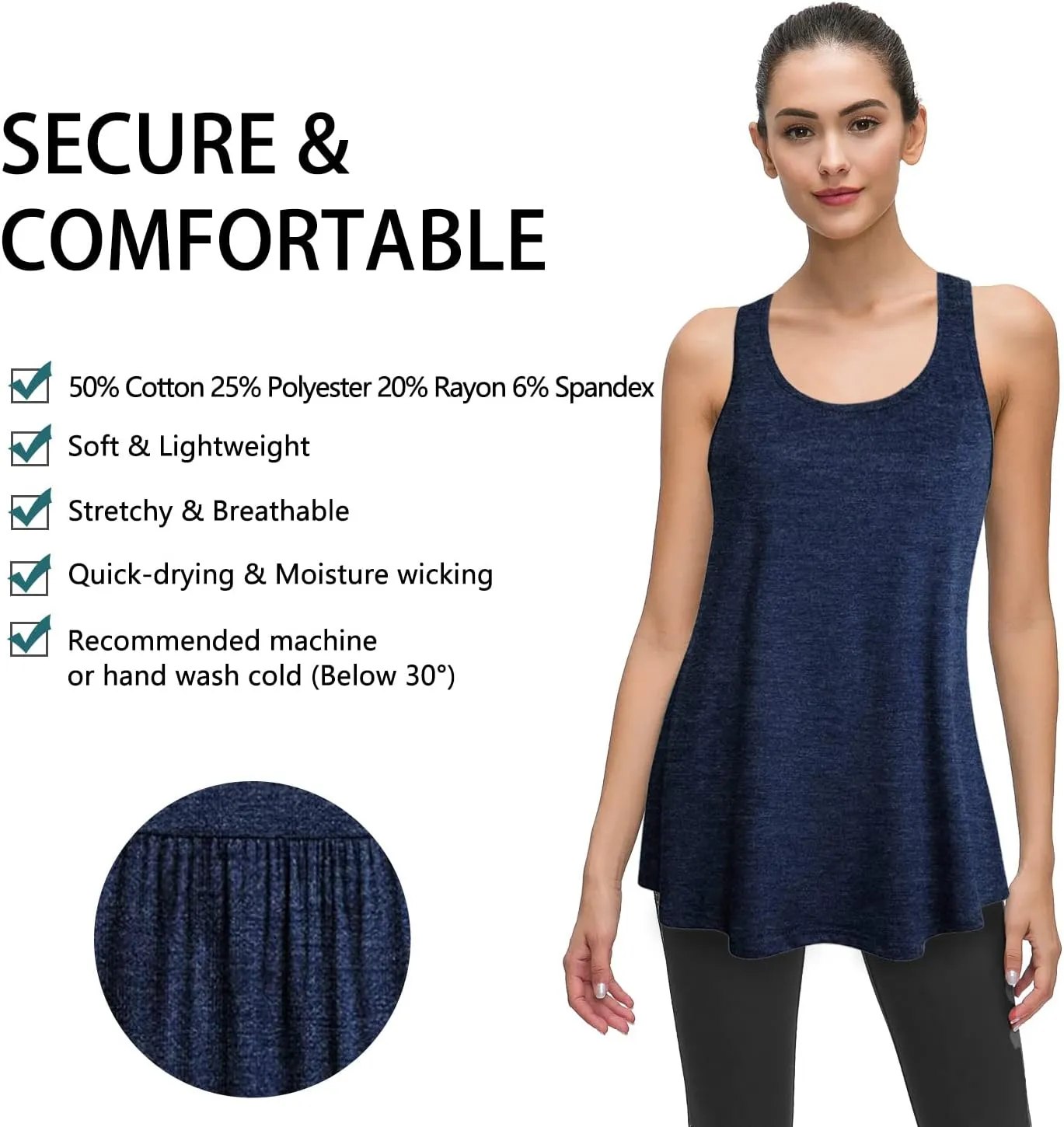Cestyle Womens Sleeveless Scoop Neck Flowy Loose Fit Workout Shirts Racerback Long Tank Tops