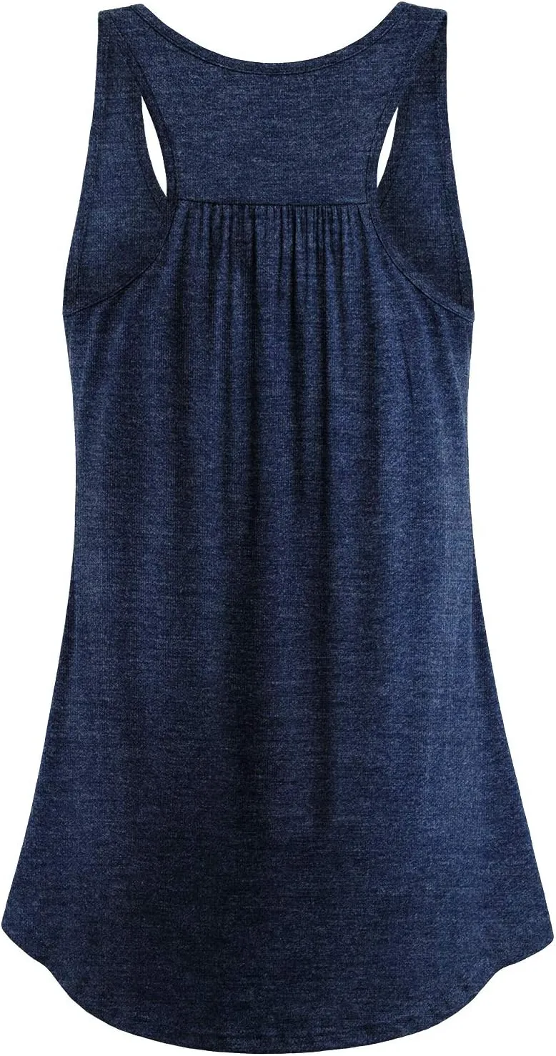 Cestyle Womens Sleeveless Scoop Neck Flowy Loose Fit Workout Shirts Racerback Long Tank Tops