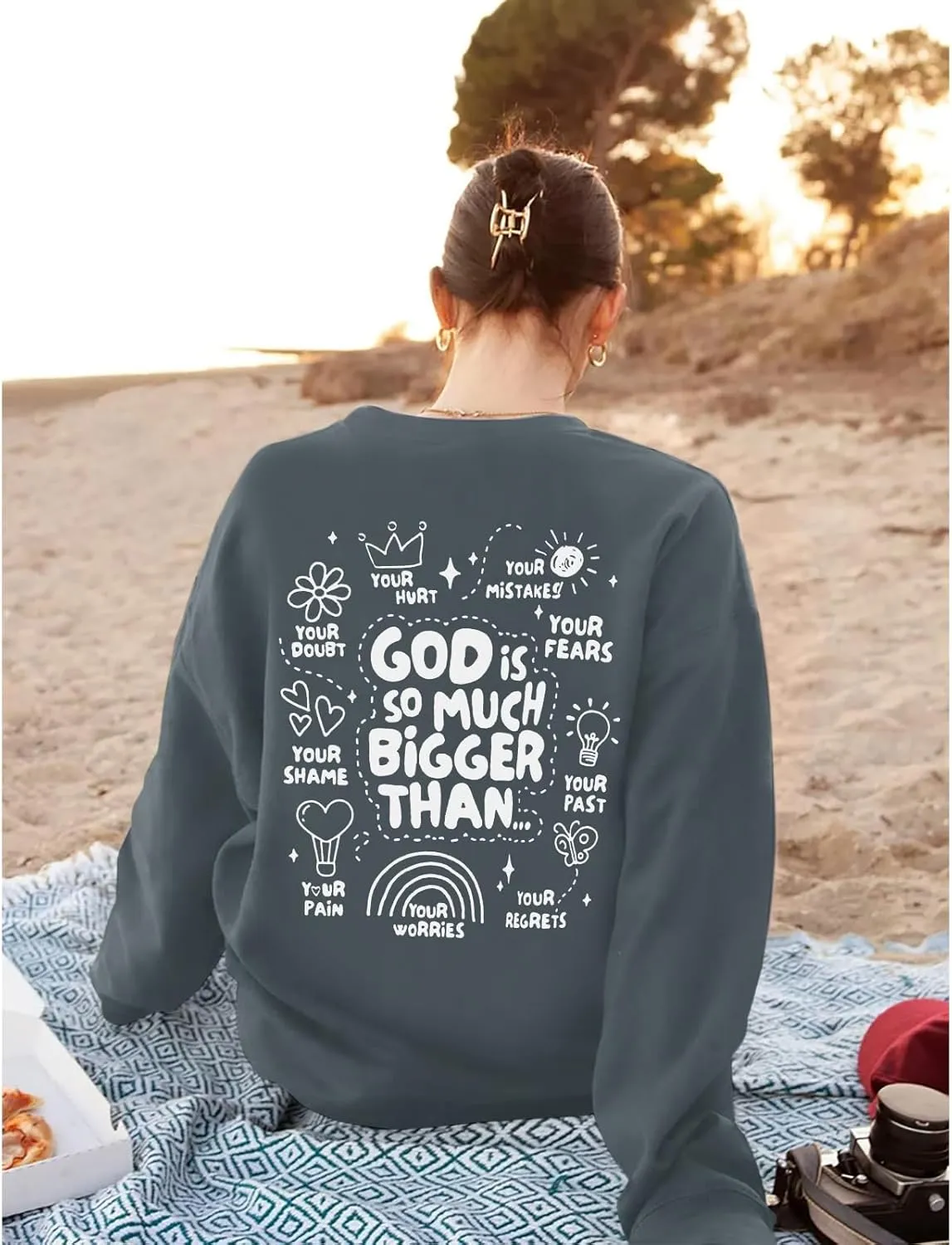 Christian Sweatshirts for Women Jesus God Faith Shirts Inspirational Religious Graphic Hoodie Loose Pullover Tops