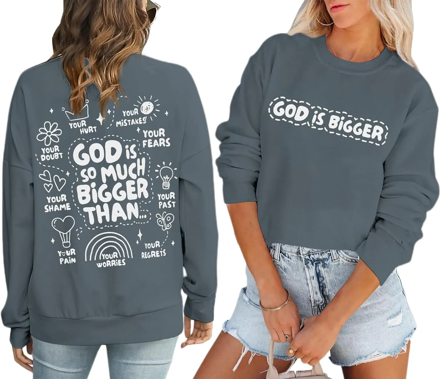 Christian Sweatshirts for Women Jesus God Faith Shirts Inspirational Religious Graphic Hoodie Loose Pullover Tops