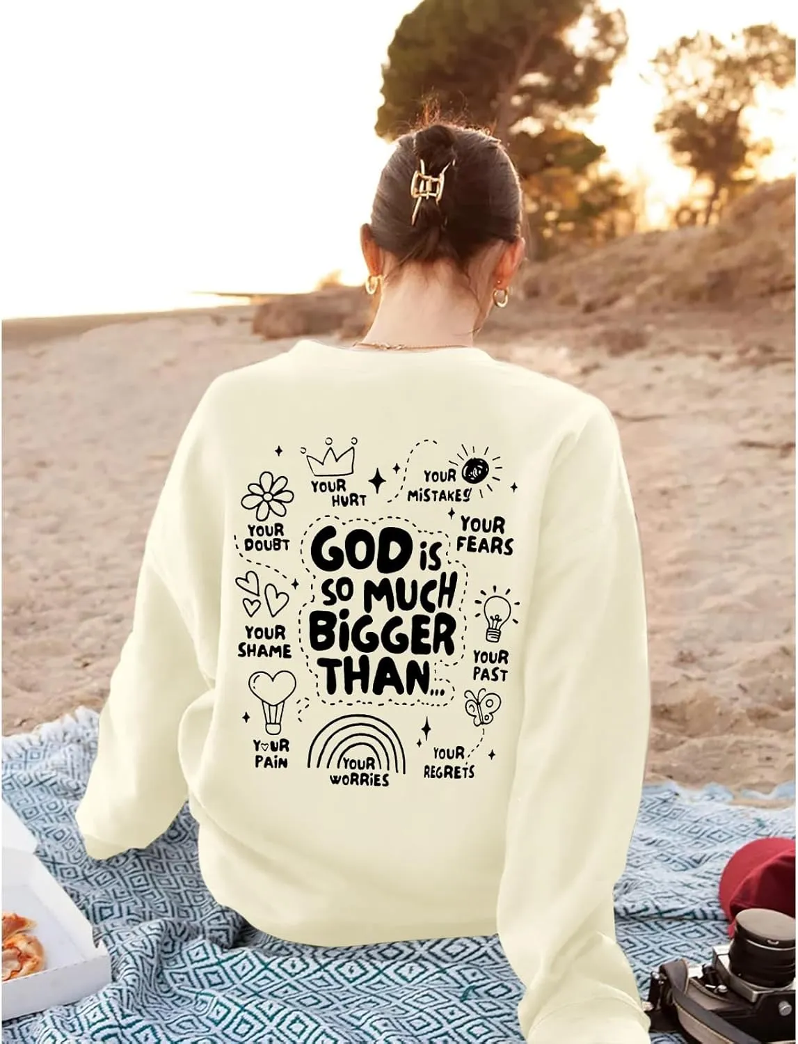 Christian Sweatshirts for Women Jesus God Faith Shirts Inspirational Religious Graphic Hoodie Loose Pullover Tops