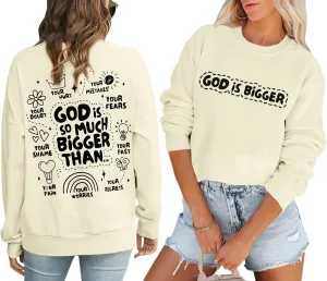 Christian Sweatshirts for Women Jesus God Faith Shirts Inspirational Religious Graphic Hoodie Loose Pullover Tops