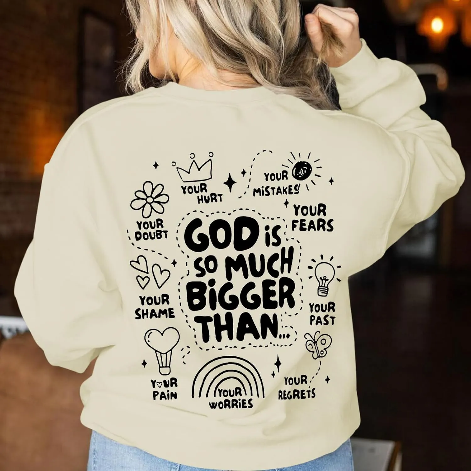 Christian Sweatshirts for Women Jesus God Faith Shirts Inspirational Religious Graphic Hoodie Loose Pullover Tops