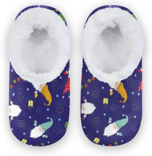 Christmas Gnomes Flags Kids House Slippers Star Lanterns Boys Closed Back Fuzzy Feet Slippers Girls Coral Fleece Slipper Socks No Skid Warm Cozy Home Slippers For Indoor Outdoor Winter Bedroom S