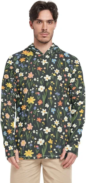 Color Oil Painting Sense Flowers Mens Sun Shirts Protection Long Sleeve Fishing Shirt UPF 50  Quick Dry Rash Guard Shirts For Men UV Beach Hoodies ropa de pescar para hombre