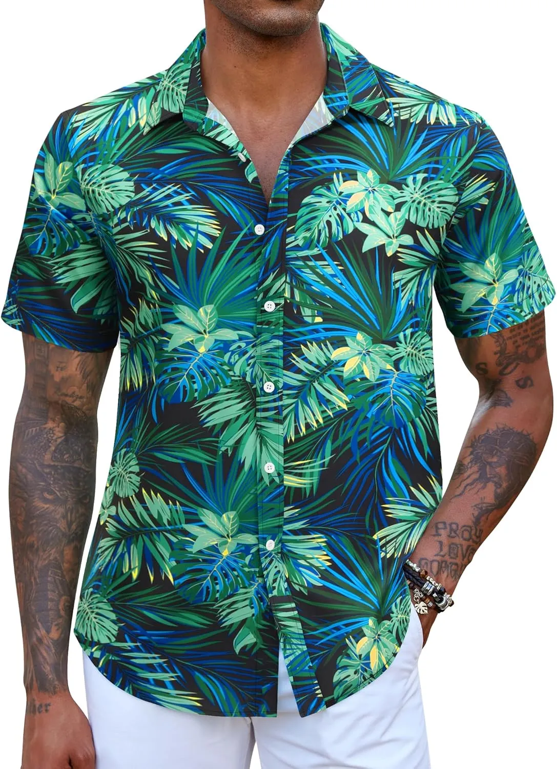 COOFANDY Mens Hawaiian Shirts Short Sleeve Button Down Aloha Shirt Casual Beach Clothes