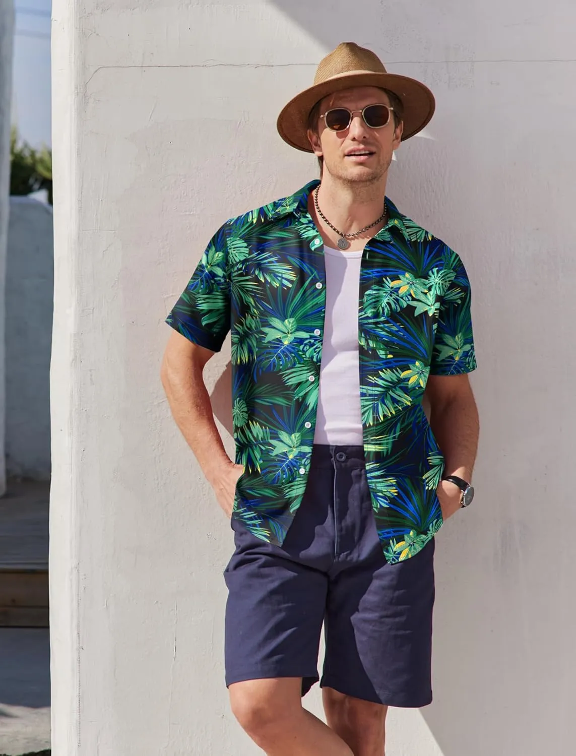 COOFANDY Mens Hawaiian Shirts Short Sleeve Button Down Aloha Shirt Casual Beach Clothes