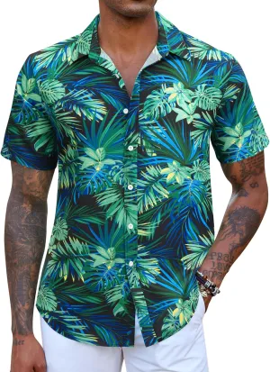 COOFANDY Mens Hawaiian Shirts Short Sleeve Button Down Aloha Shirt Casual Beach Clothes