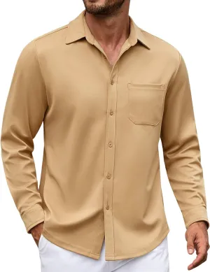 COOFANDY Mens Long Sleeve Casual Button Down Shirt Wrinkle Free Untucked Dress Shirts