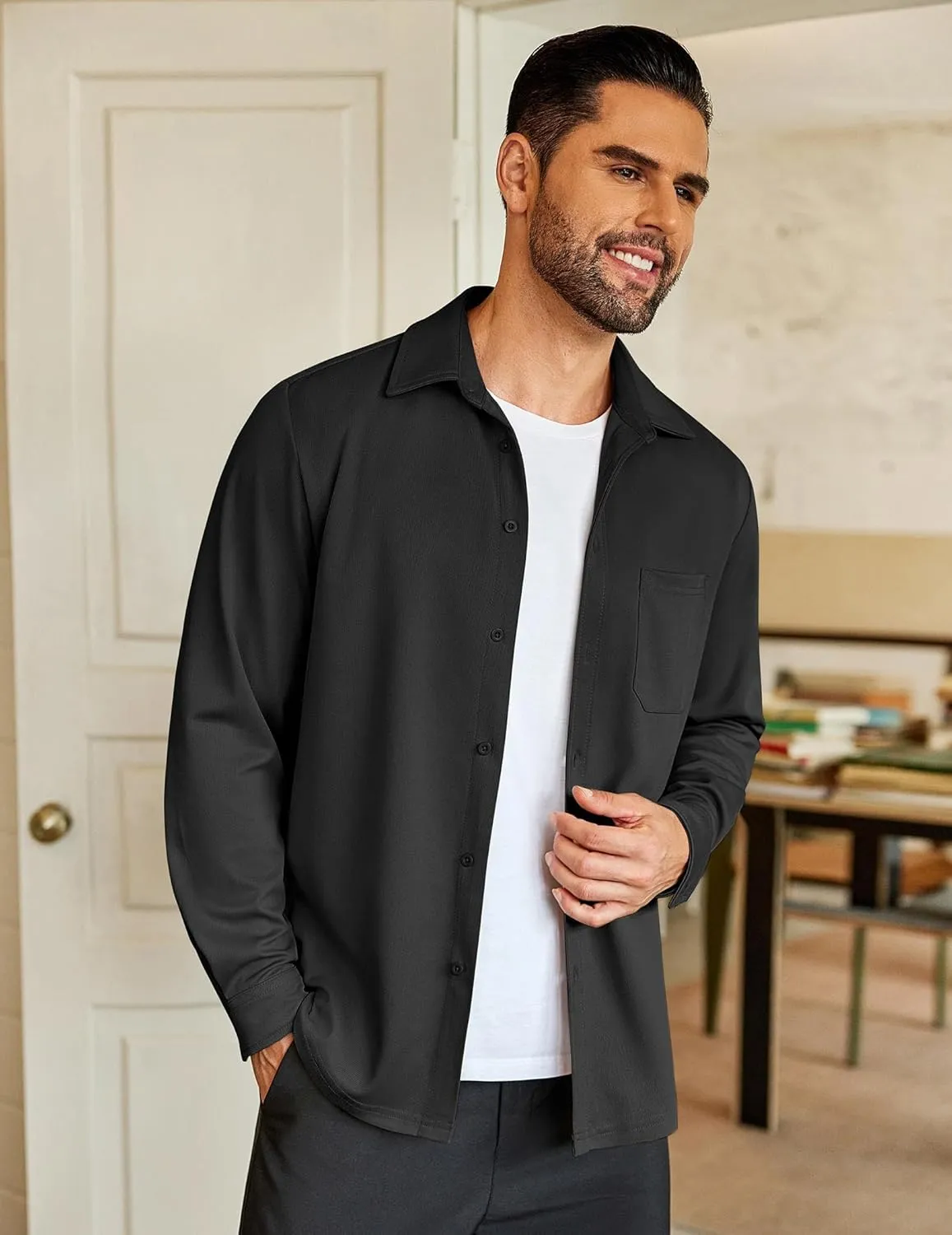 COOFANDY Mens Long Sleeve Casual Button Down Shirt Wrinkle Free Untucked Dress Shirts