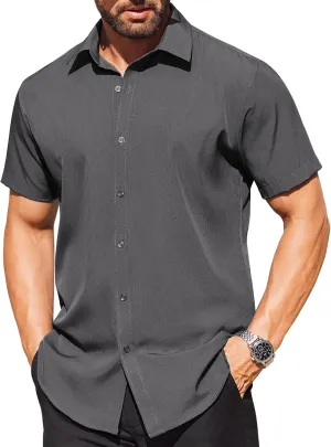 COOFANDY Men's Short Sleeve Dress Shirts Stain Shield Button Down Shirt for Summer Business Wedding Party