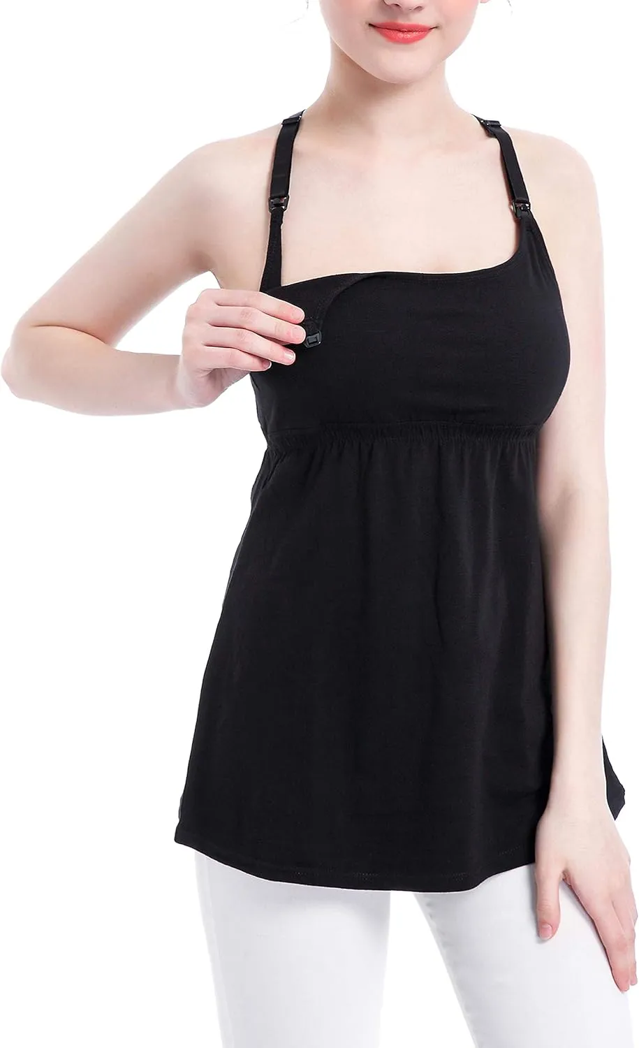 Cotton Maternity Nursing Tank Tops with Bralette Breastfeeding Shirts Pregnancy Clothes