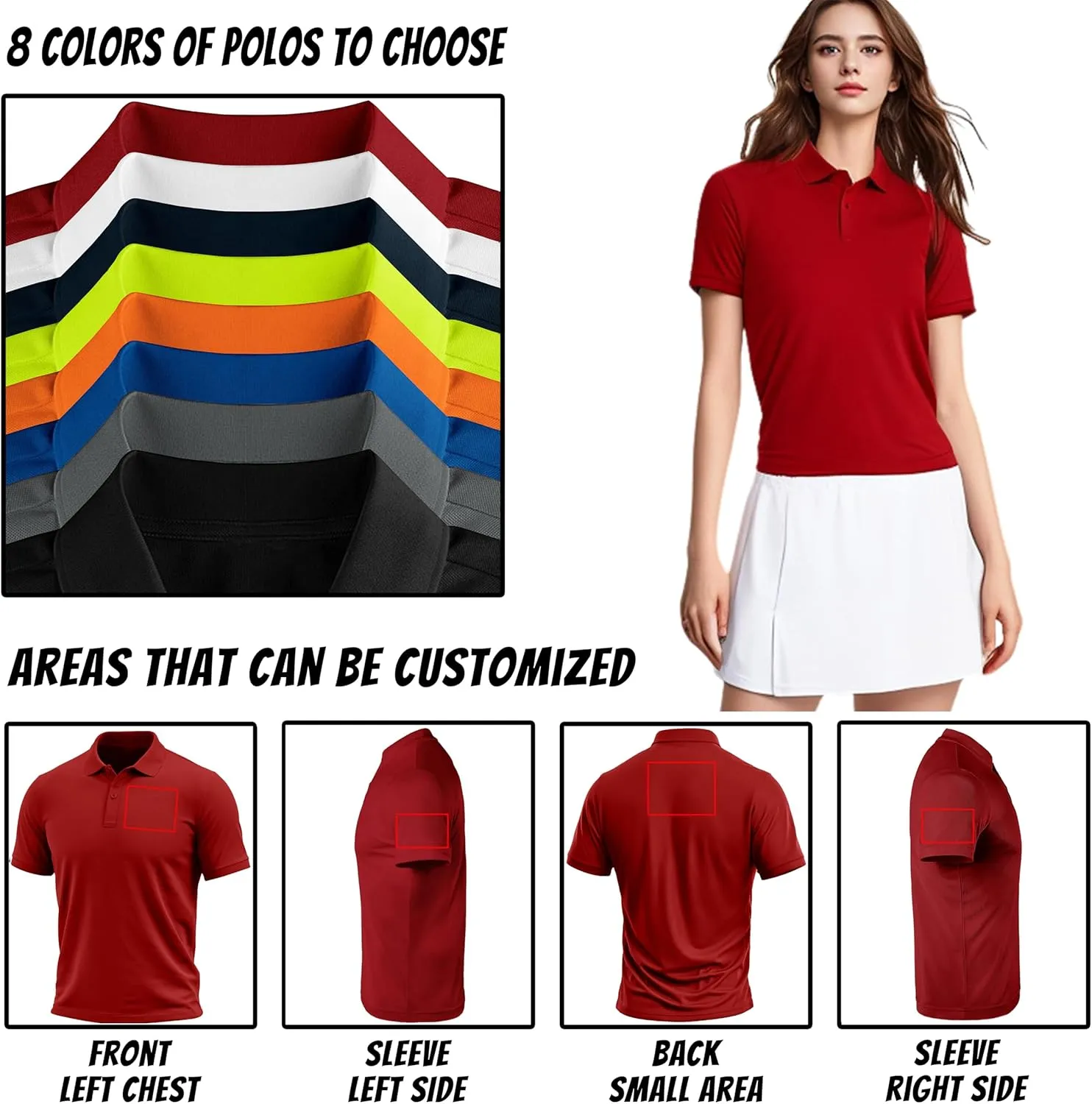Custom Polo Shirts for Men Design Your Own Golf Jersey Personalized Print/Embroidered Text