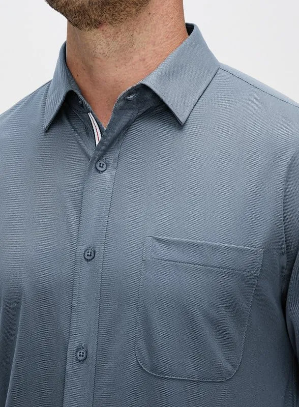 Damipow Mens Slim Fit Dress Shirts Long Sleeve Button Down Cotton Casual Business Shirt
