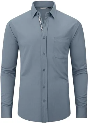 Damipow Mens Slim Fit Dress Shirts Long Sleeve Button Down Cotton Casual Business Shirt