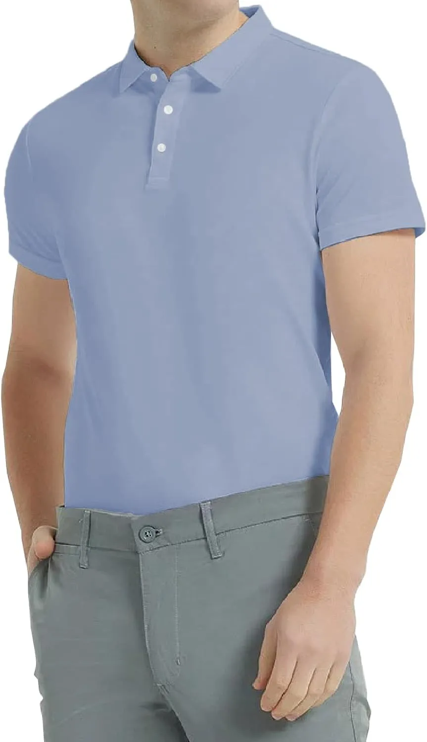 DAVID.ANN Mens Golf Shirt Quick Dry Short Sleeve Casual Workout Polo Shirts
