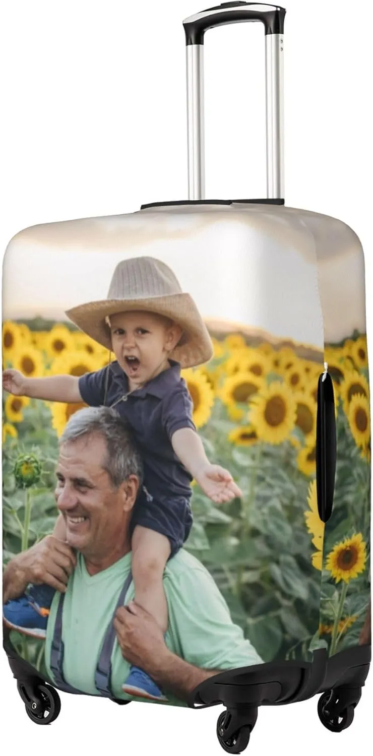 Design Your Own Custom Luggage Cover with Photos, Name, and Text, Personalized Travel Suitcase Protector, Double-Sided Unique Designs, Elastic Fit, Washable & Anti-Scratch Baggage Covers