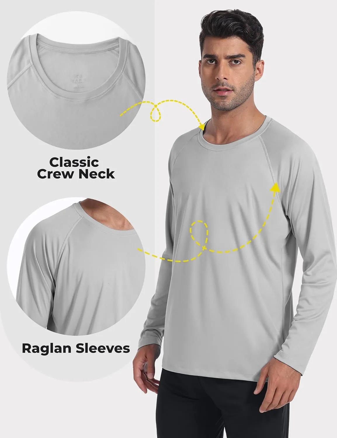 Desol UPF 50  Rash Guard for Men with Pocket Swim Shirts, Quick Dry Long Sleeve UV Protection Fishing Surfing Beach T-Shirt
