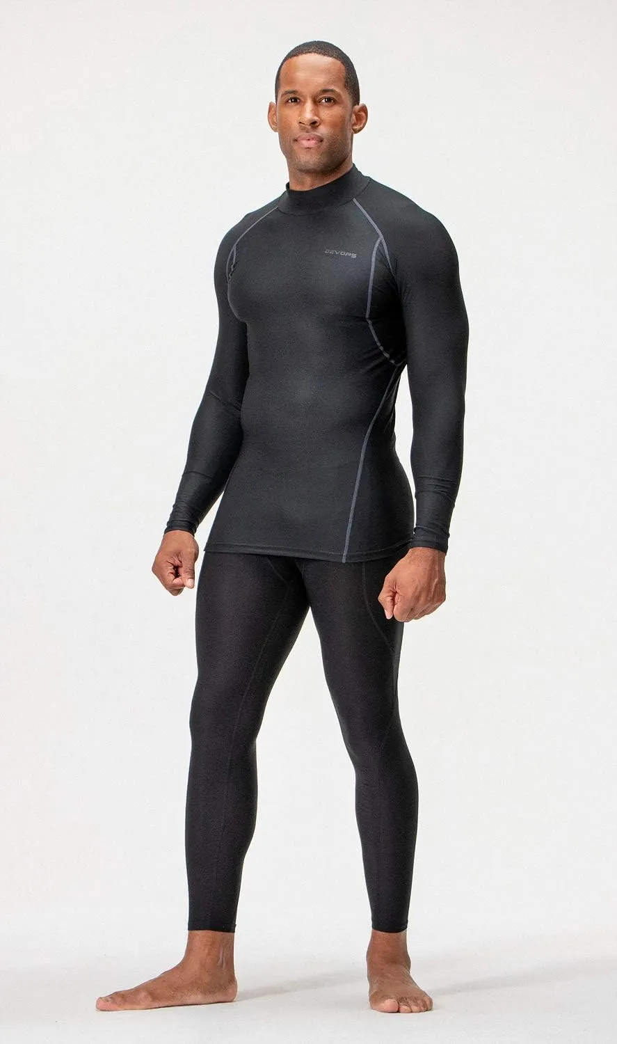 DEVOPS 3 Pack Men's Athletic Turtle Neck Long Sleeve Compression Shirts