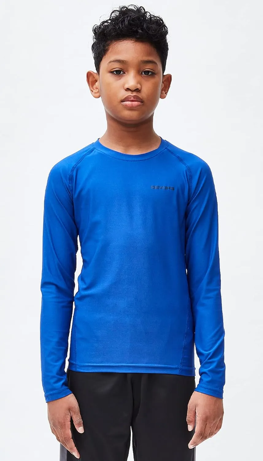 DEVOPS Youth Boys 2 or 3 Pack Compression Athletic Performance Baselayer Long Sleeve Shirts