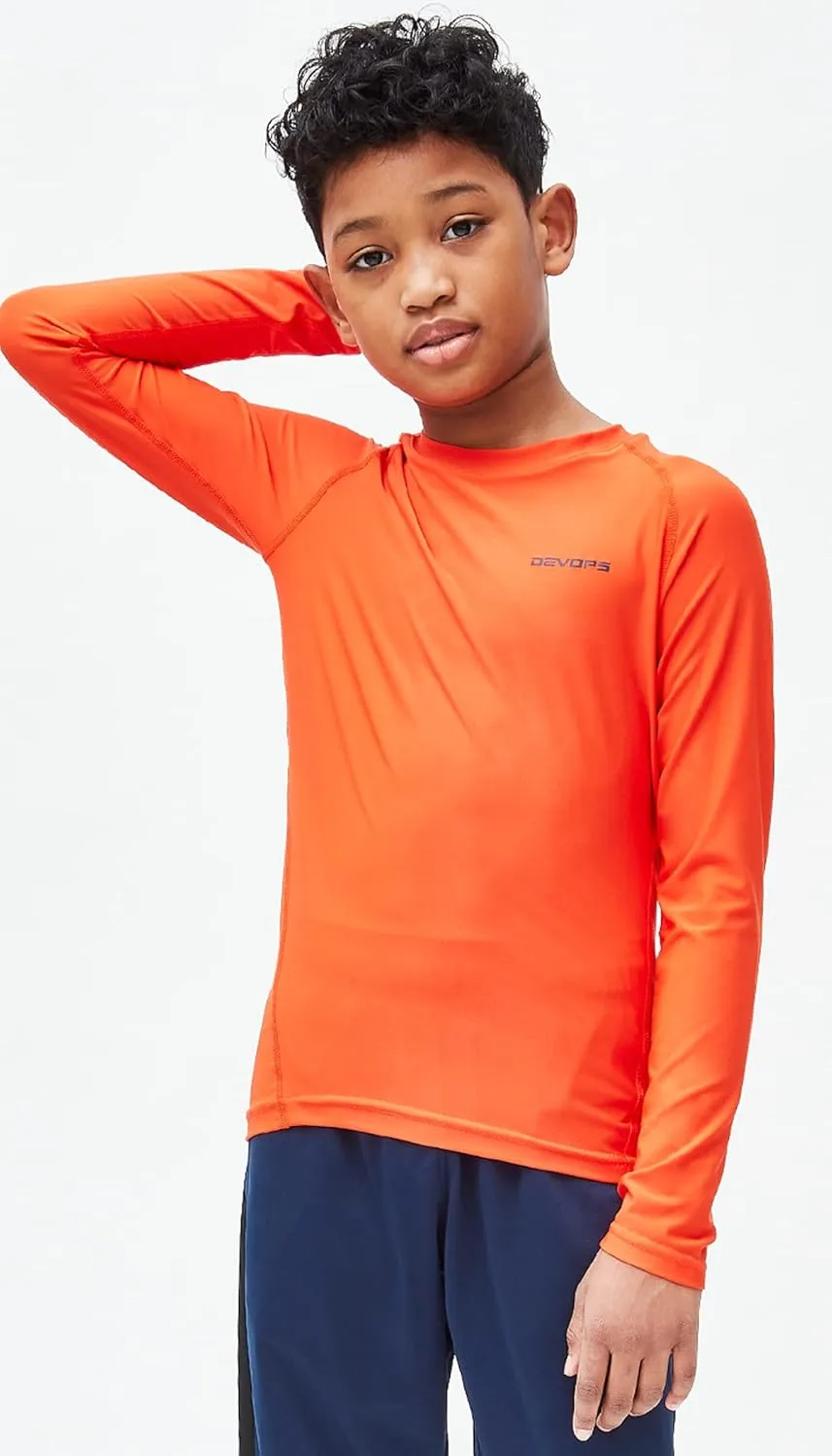 DEVOPS Youth Boys 2 or 3 Pack Compression Athletic Performance Baselayer Long Sleeve Shirts