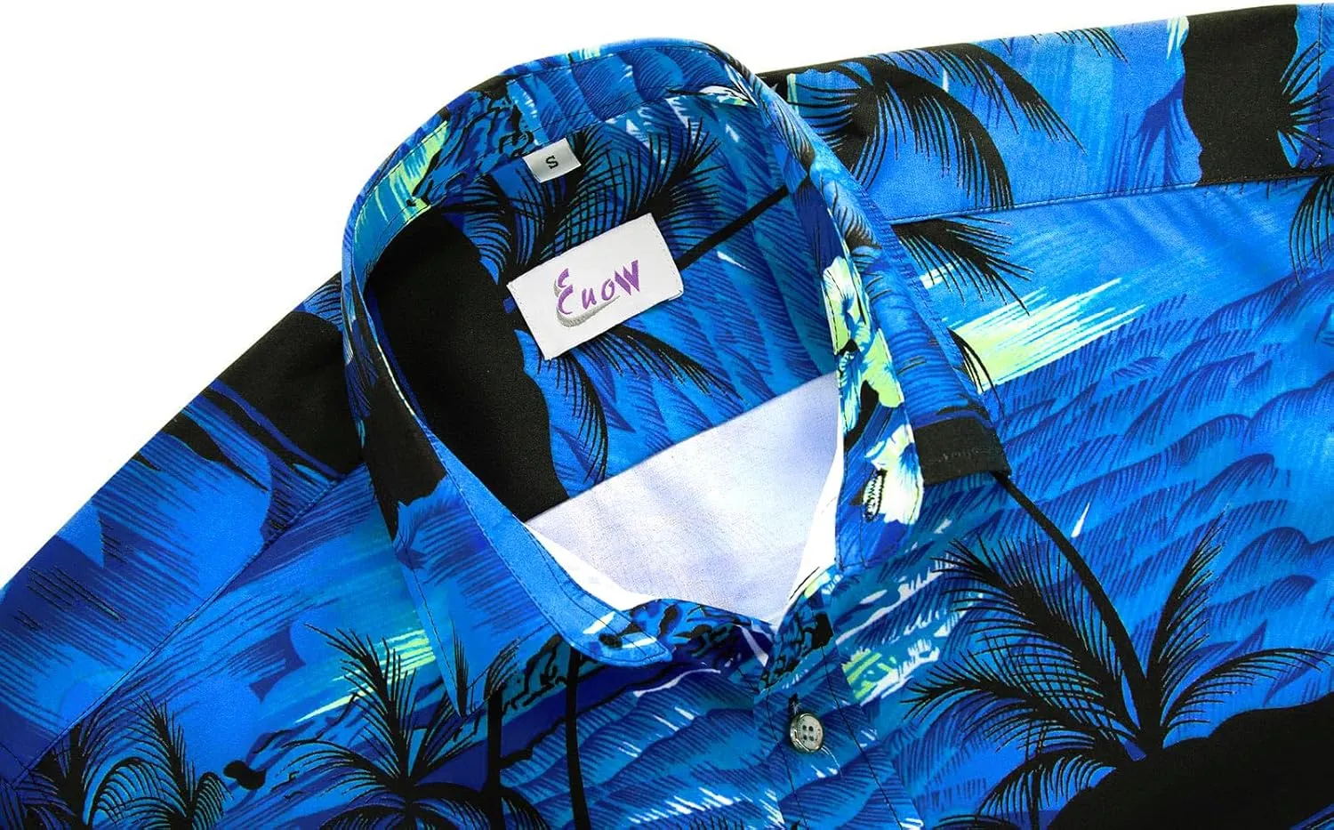 EUOW Men's Hawaiian Shirt Short Sleeves Printed Button Down Summer Beach Dress Shirts