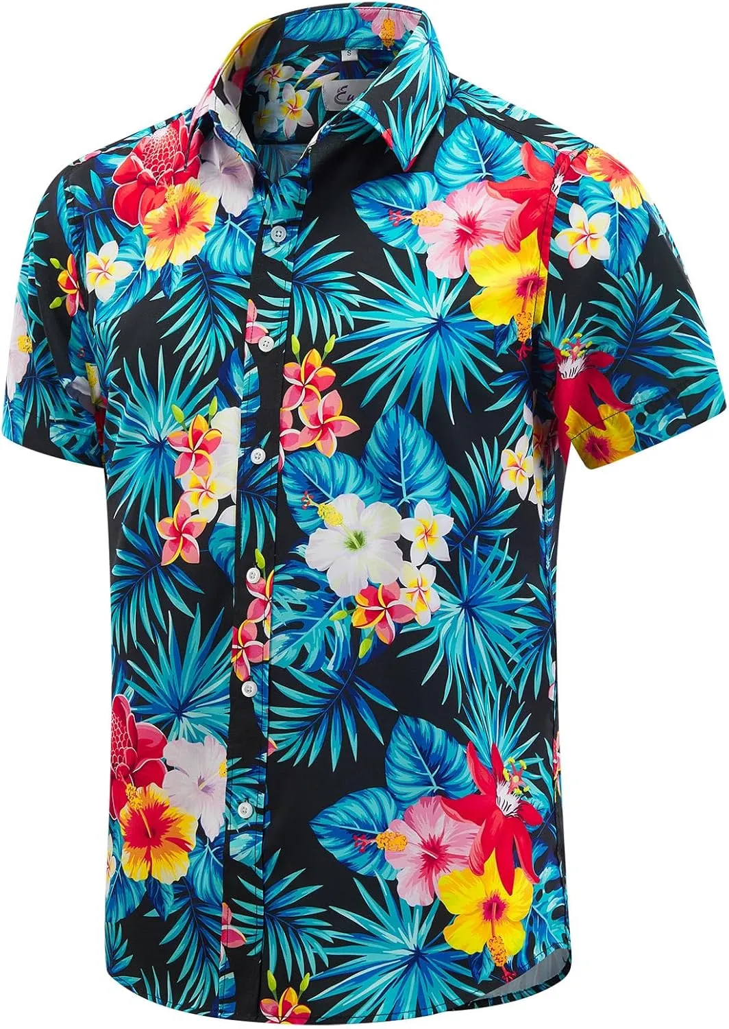 EUOW Men's Hawaiian Shirt Short Sleeves Printed Button Down Summer Beach Dress Shirts
