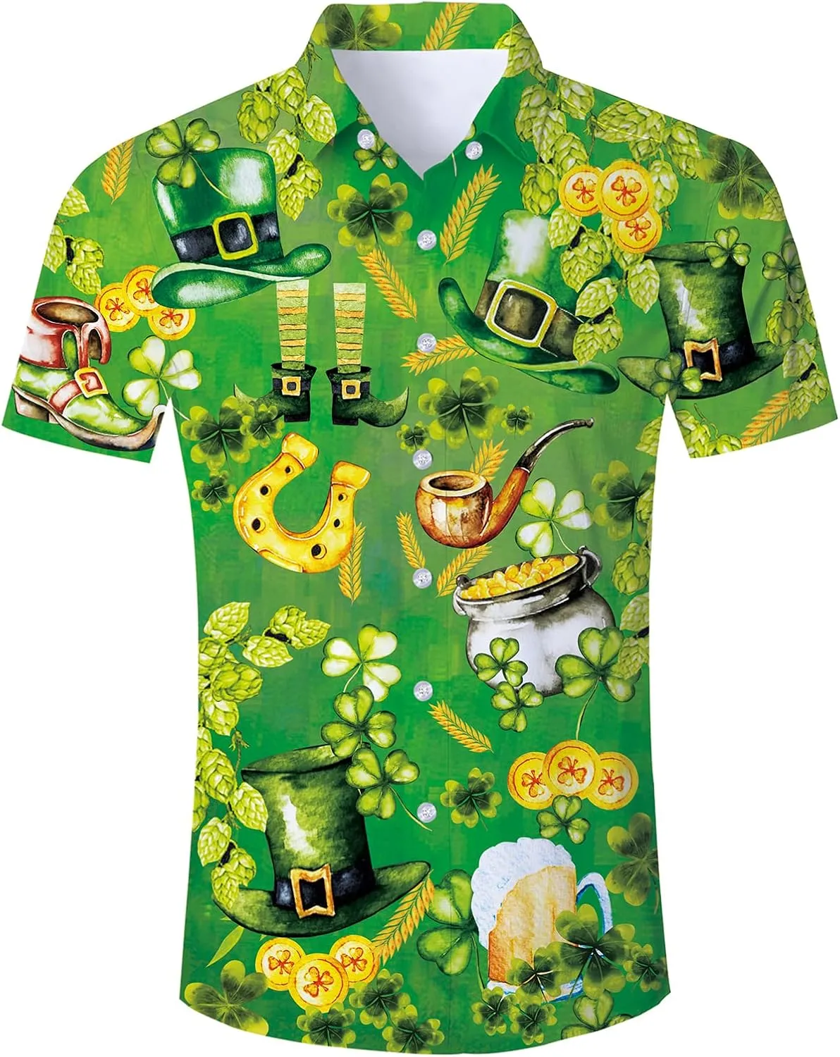 Fanient Mens Hawaiian Shirt Summer 3D Print Casual Short Sleeve Button Down Graphic Aloha Dress Shirts