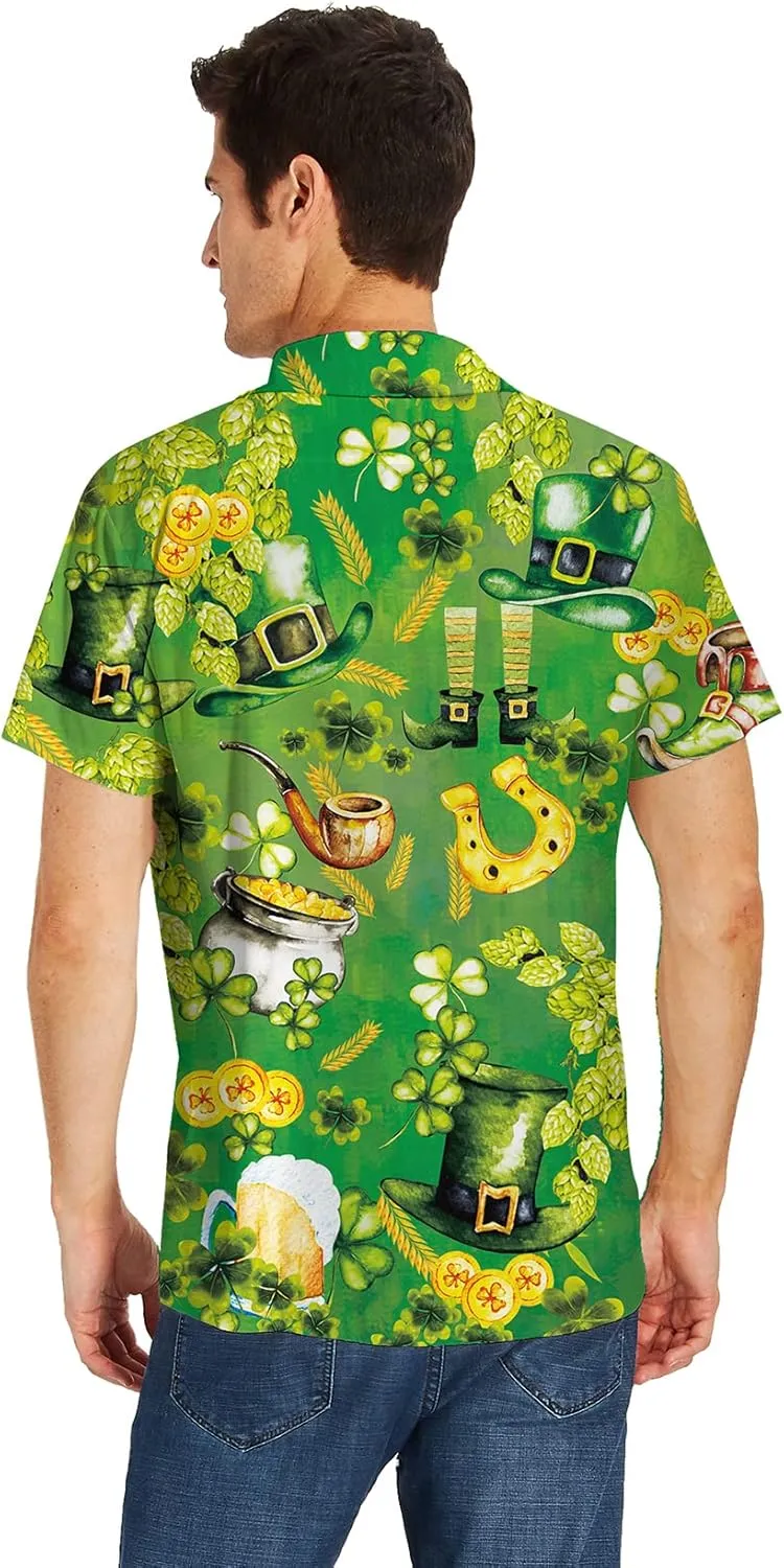 Fanient Mens Hawaiian Shirt Summer 3D Print Casual Short Sleeve Button Down Graphic Aloha Dress Shirts