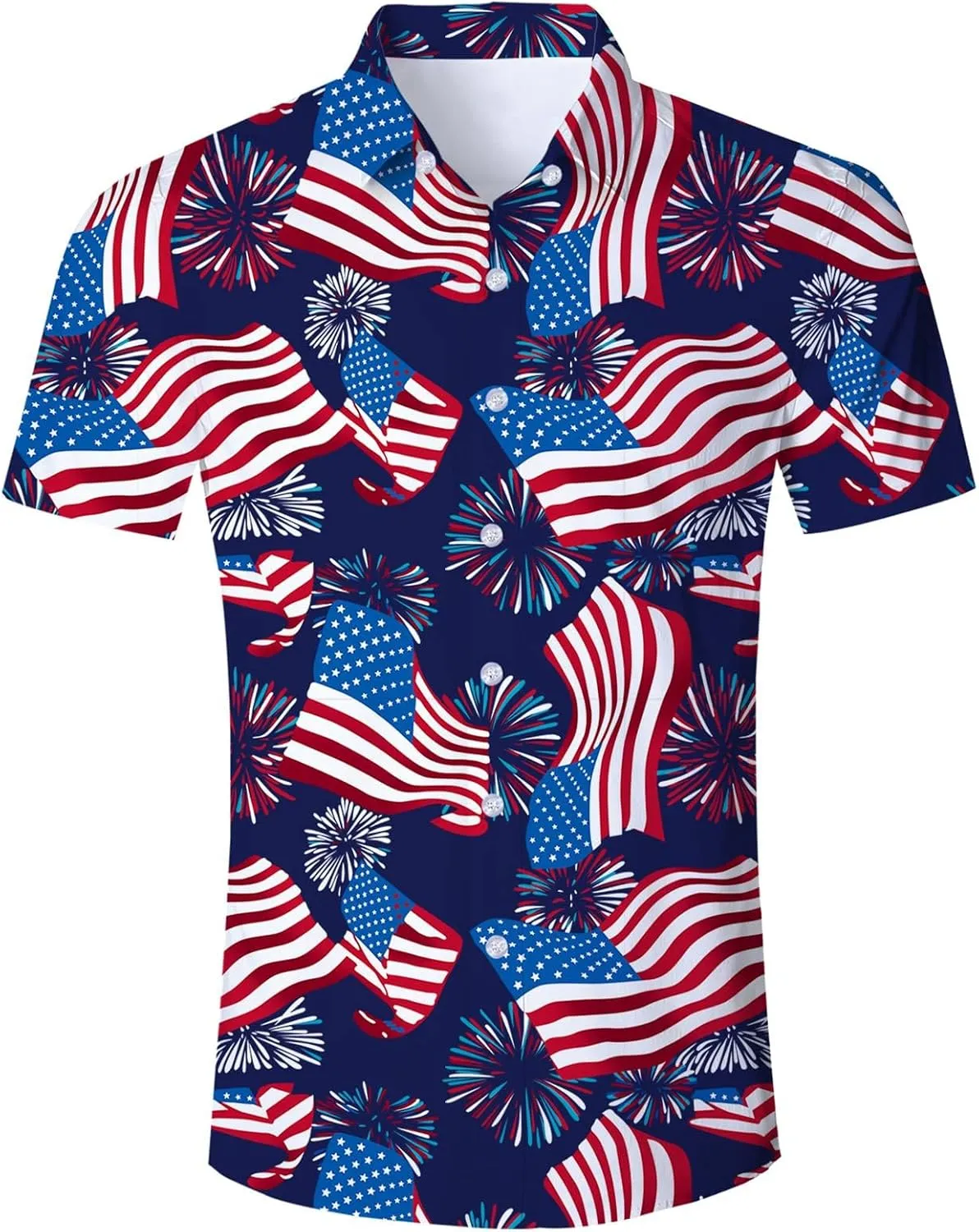 Fanient Mens Hawaiian Shirt Summer 3D Print Casual Short Sleeve Button Down Graphic Aloha Dress Shirts