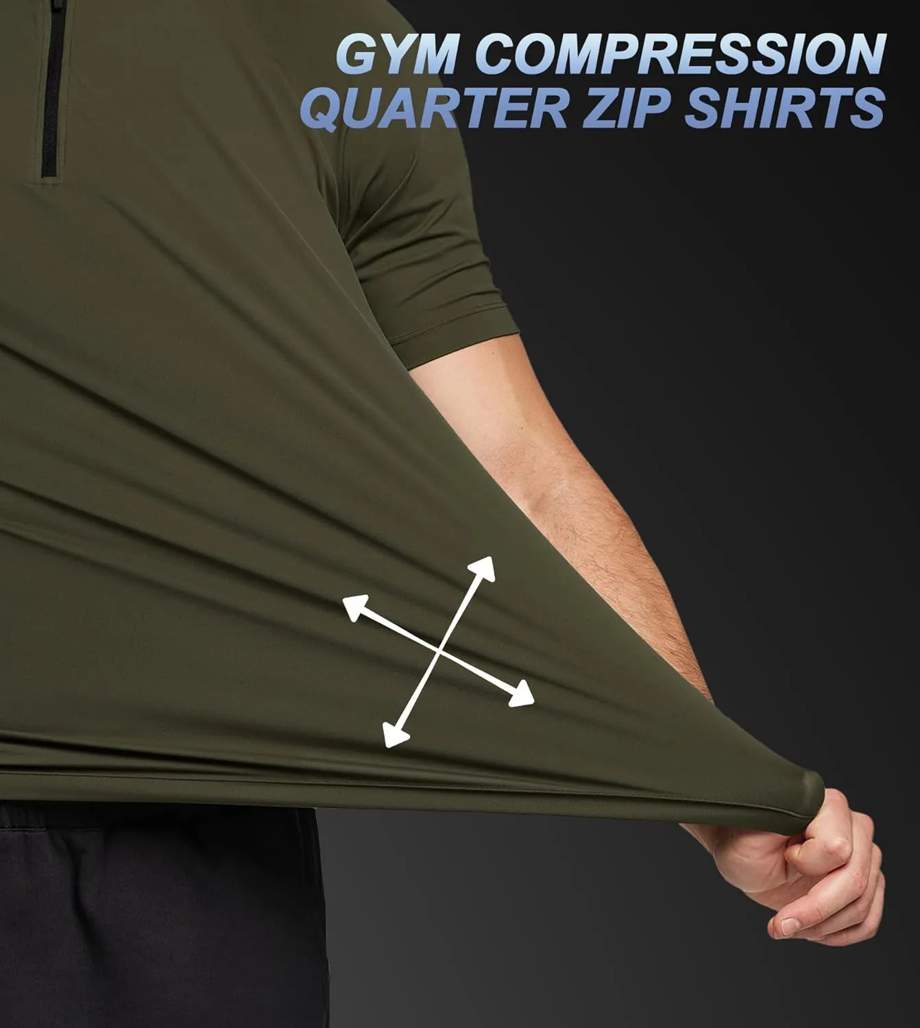 Fioboc Mens Shirts Quarter Zip Short Sleeve Gym Workout Performance Moisture Wicking Athletic Quick Dry Compression Shirt Men