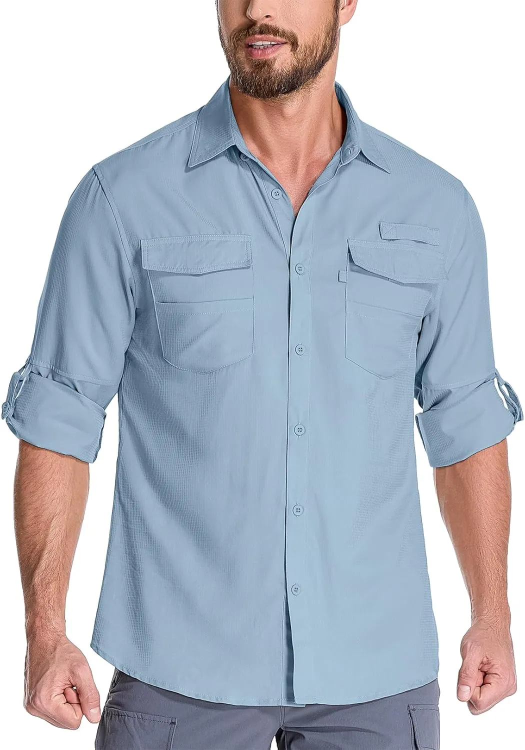 Fishing Shirts for Men, Sun Protection Long Sleeve Hiking Outdoor UV Shirt Quick Dry UPF 50  for Travel Safari Camping