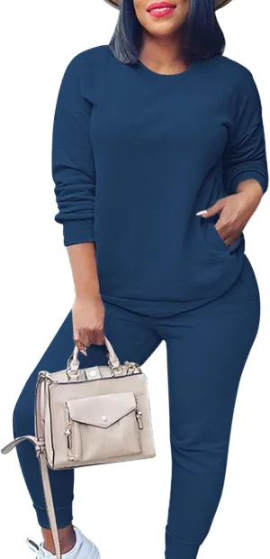 Fixmatti Women's 2 Piece Sweatsuit Long Sleeve Shirts Jogger Pant Set Tracksuit