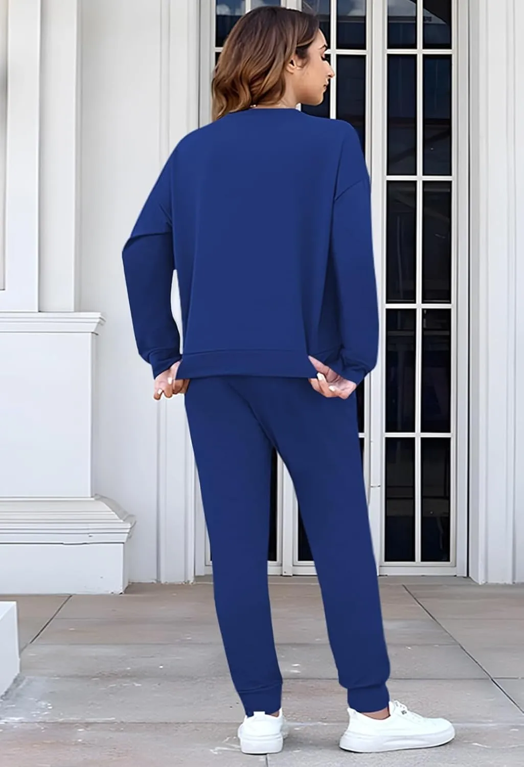 Fixmatti Women's 2 Piece Sweatsuit Long Sleeve Shirts Jogger Pant Set Tracksuit