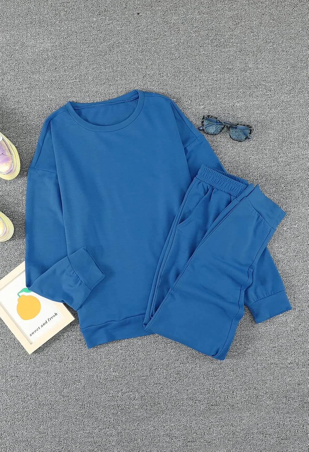 Fixmatti Women's 2 Piece Sweatsuit Long Sleeve Shirts Jogger Pant Set Tracksuit