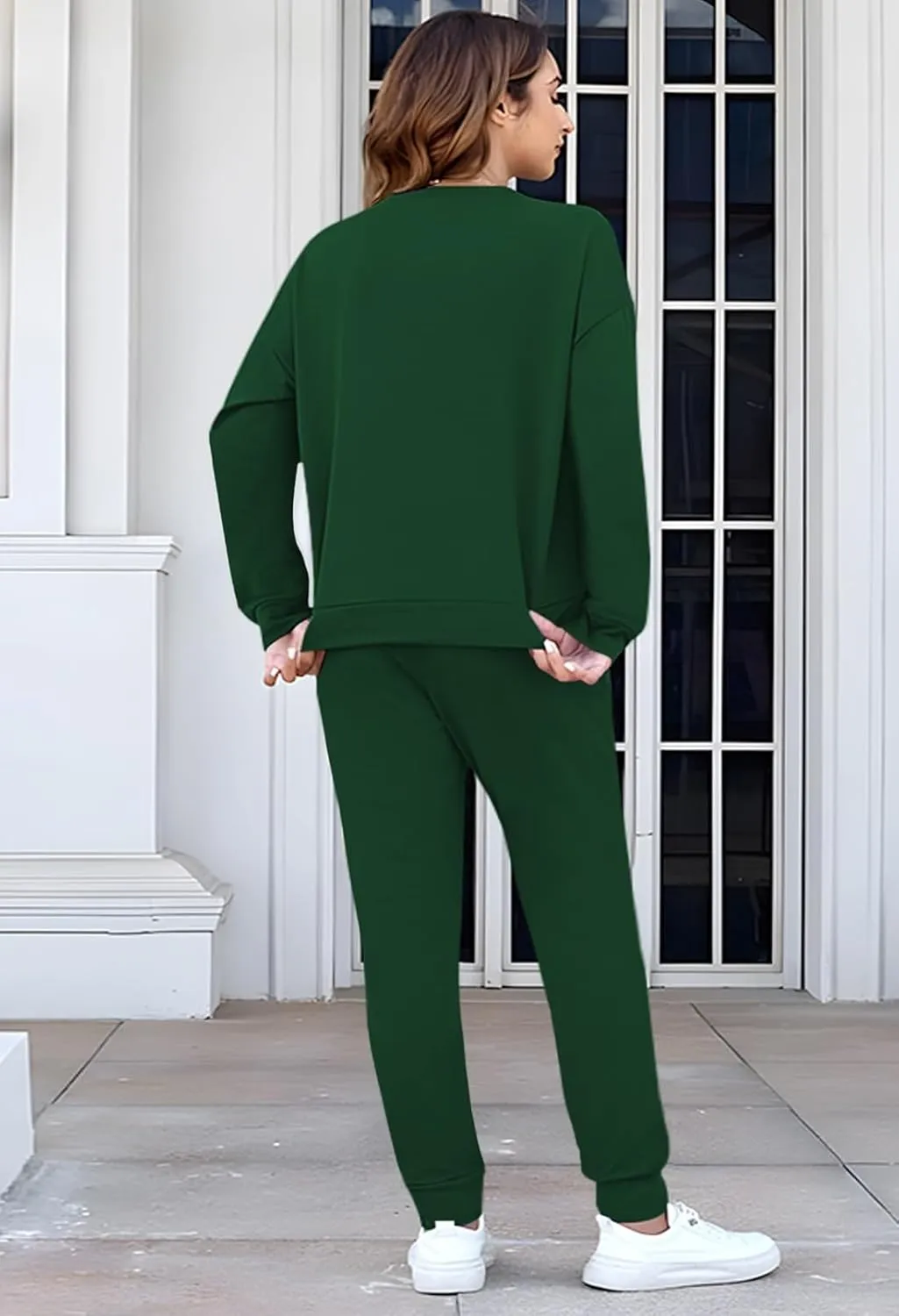 Fixmatti Women's 2 Piece Sweatsuit Long Sleeve Shirts Jogger Pant Set Tracksuit