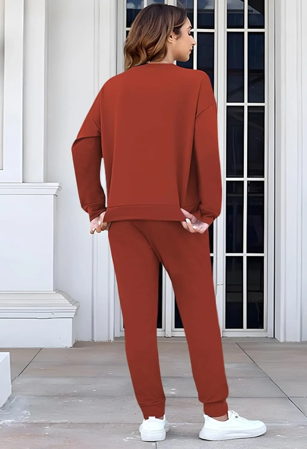 Fixmatti Women's 2 Piece Sweatsuit Long Sleeve Shirts Jogger Pant Set Tracksuit