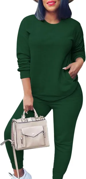Fixmatti Women's 2 Piece Sweatsuit Long Sleeve Shirts Jogger Pant Set Tracksuit