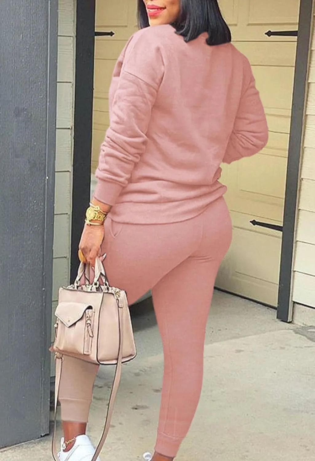 Fixmatti Women's 2 Piece Sweatsuit Long Sleeve Shirts Jogger Pant Set Tracksuit