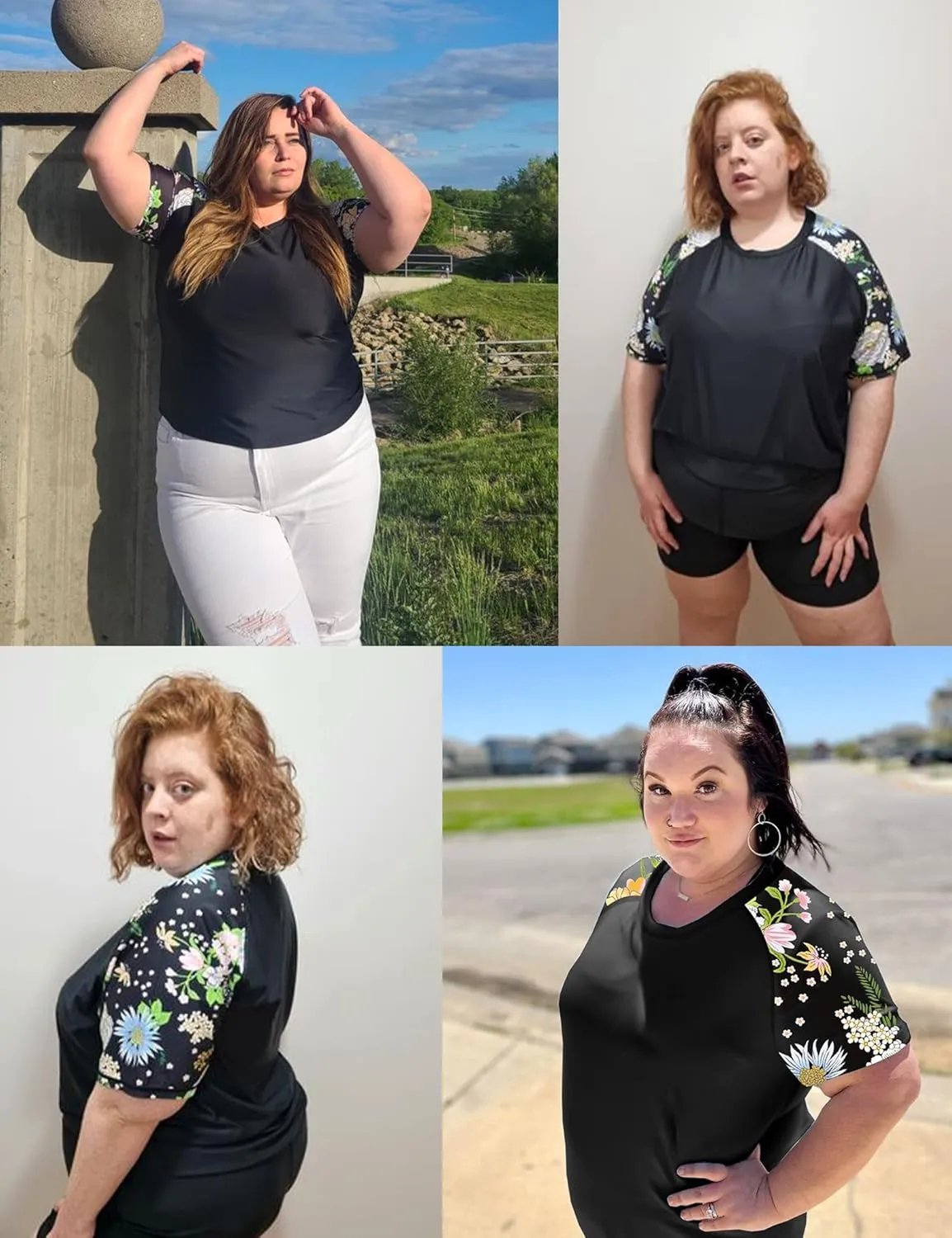 FOREYOND Plus Size Rash Guard Shirts for Women Short Sleeve UPF 50  Sun Protection Swimwear Swim Suits Top