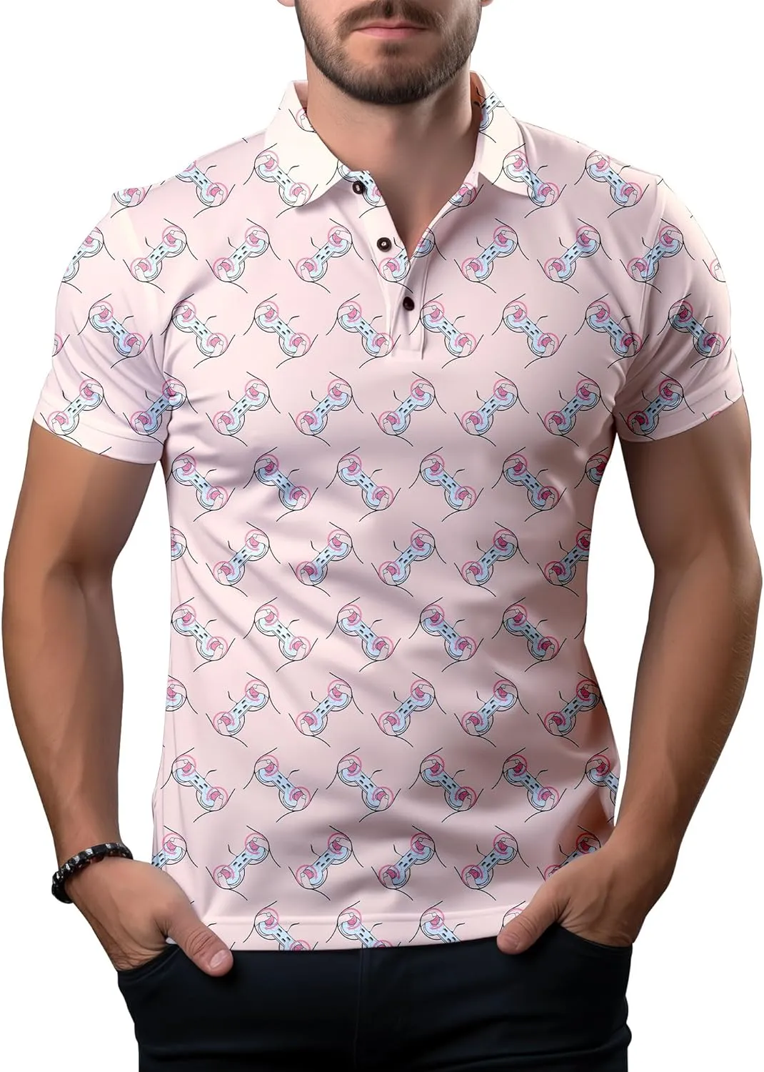 Funny Neon Splash Golf Shirts for Men Dry Fit Performance Moisture Wicking Mens Golf Gifts Collared Short Sleeve Shirt