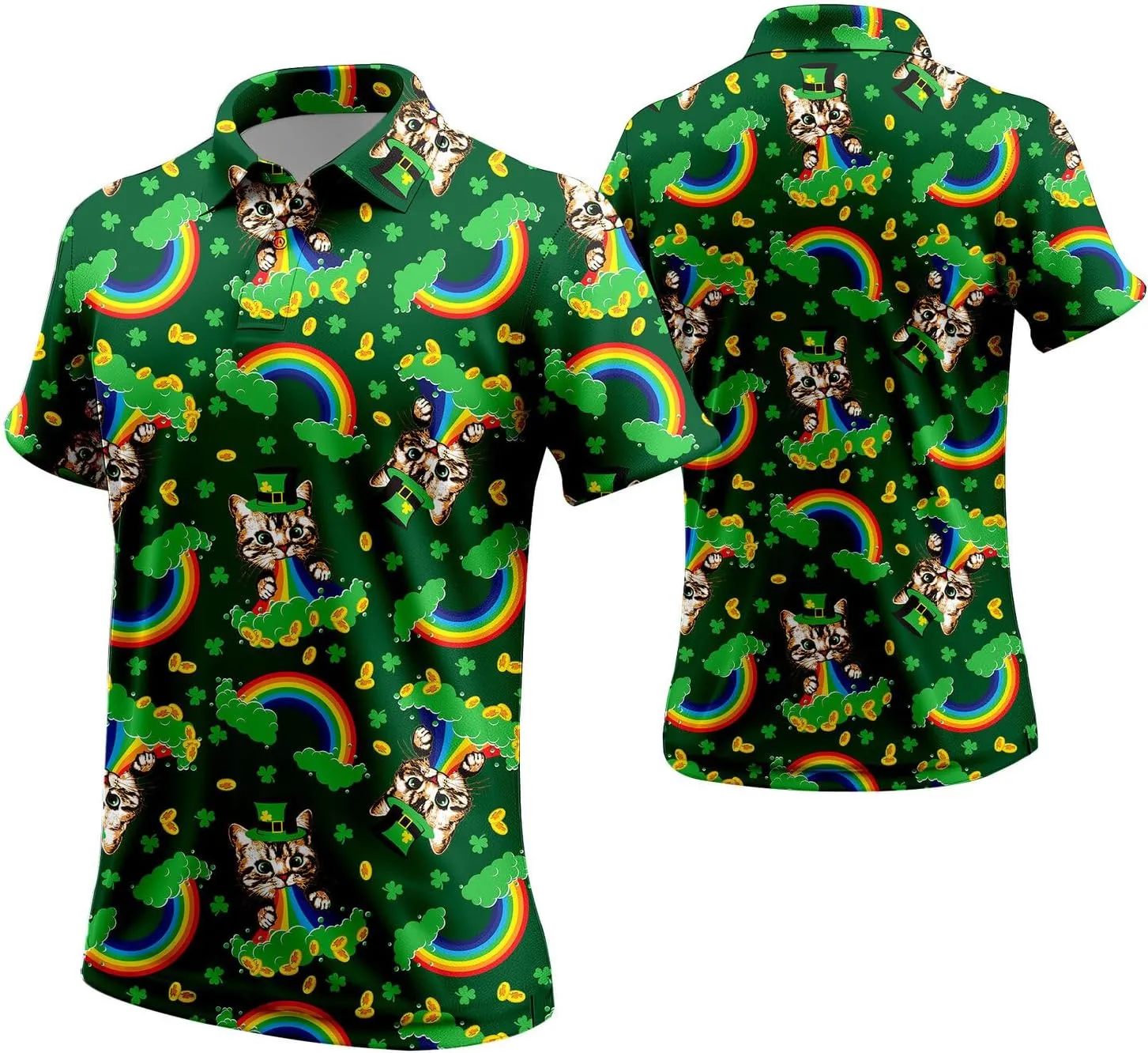 Funny Neon Splash Golf Shirts for Men Dry Fit Performance Moisture Wicking Mens Golf Gifts Collared Short Sleeve Shirt