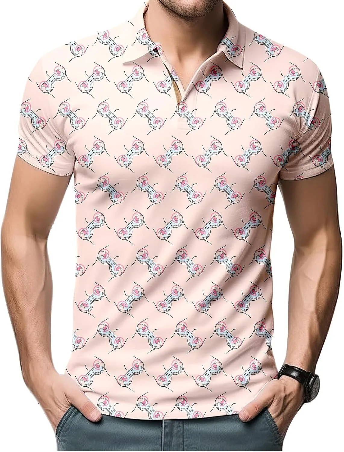 Funny Neon Splash Golf Shirts for Men Dry Fit Performance Moisture Wicking Mens Golf Gifts Collared Short Sleeve Shirt