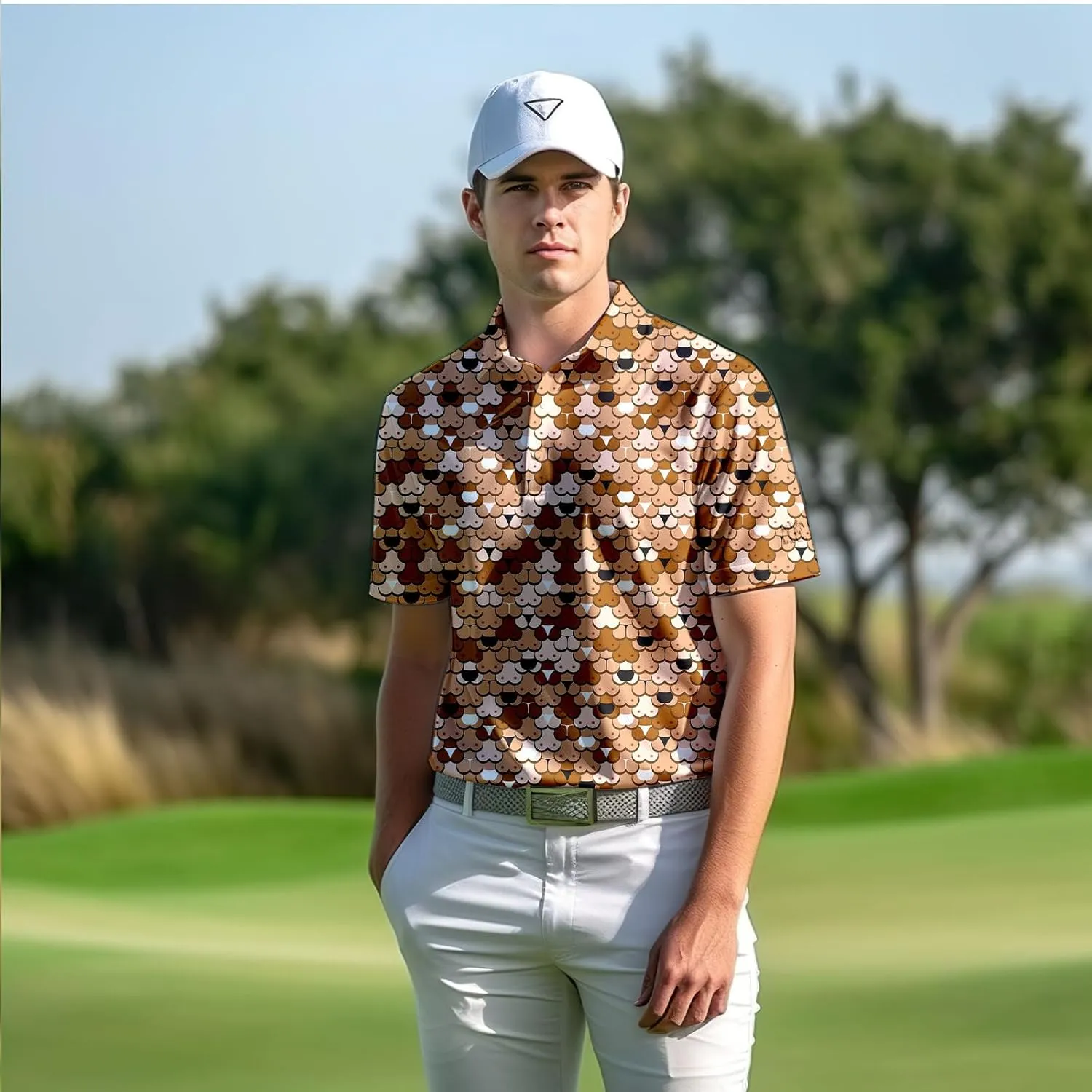 Funny Neon Splash Golf Shirts for Men Dry Fit Performance Moisture Wicking Mens Golf Gifts Collared Short Sleeve Shirt