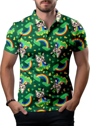 Funny Neon Splash Golf Shirts for Men Dry Fit Performance Moisture Wicking Mens Golf Gifts Collared Short Sleeve Shirt