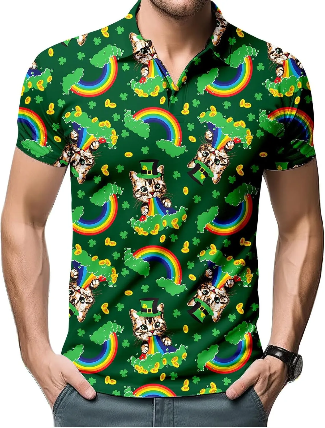 Funny Neon Splash Golf Shirts for Men Dry Fit Performance Moisture Wicking Mens Golf Gifts Collared Short Sleeve Shirt