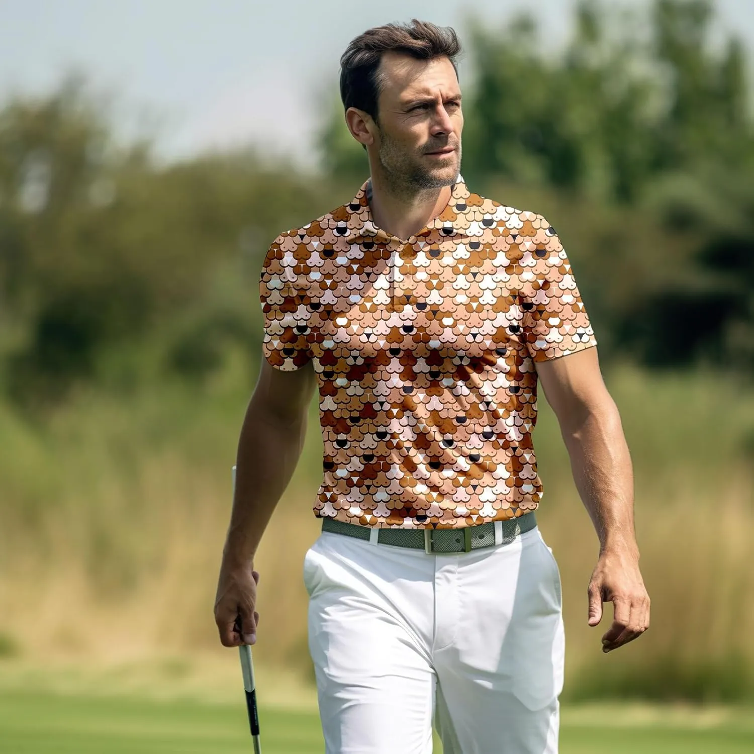 Funny Neon Splash Golf Shirts for Men Dry Fit Performance Moisture Wicking Mens Golf Gifts Collared Short Sleeve Shirt