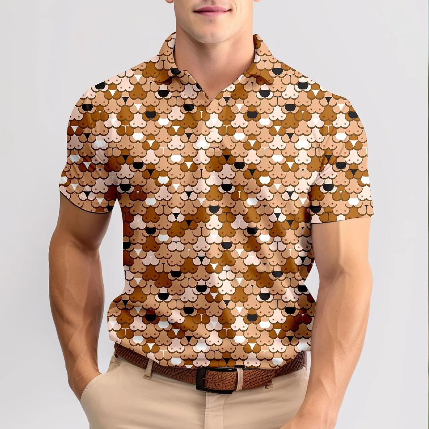 Funny Neon Splash Golf Shirts for Men Dry Fit Performance Moisture Wicking Mens Golf Gifts Collared Short Sleeve Shirt
