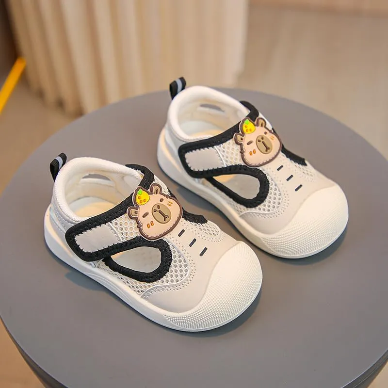 Girls Boys Sandals for Toddler Kids, Lightweight Summer Outdoor Play Shoes, Non-Slip Sole for WalkingBaby Mesh Sandals with Bear Design, Breathable Walking Shoes